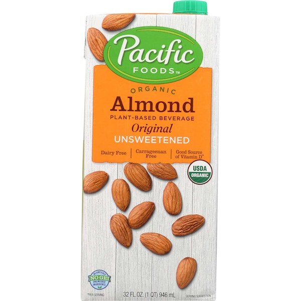 Pacific Foods Organic Original Unsweetened Almond Milk 32 fl. oz. Carton, PK12 06503 - main